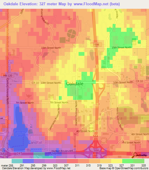 Oakdale,US Elevation Map