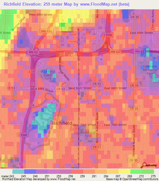 Richfield,US Elevation Map