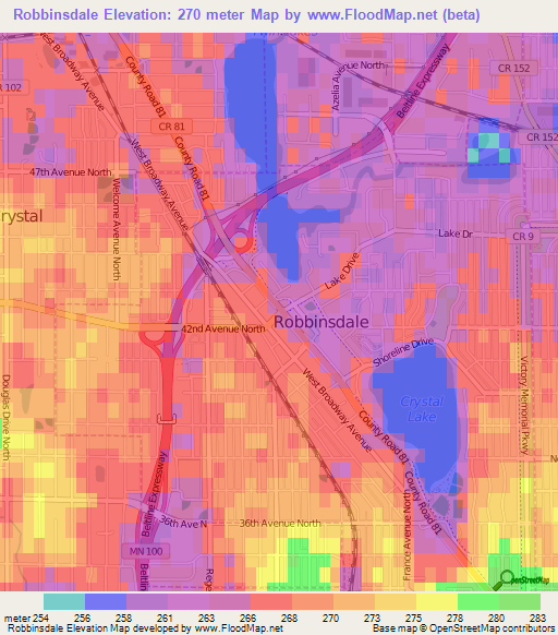 Robbinsdale,US Elevation Map