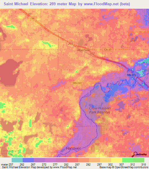 Saint Michael,US Elevation Map