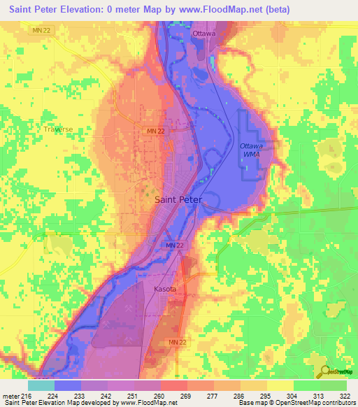 Saint Peter,US Elevation Map