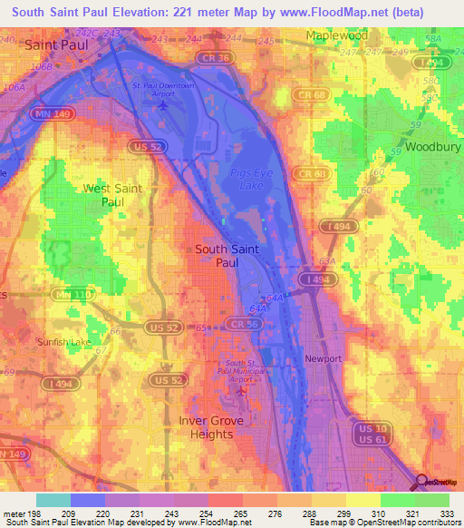 South Saint Paul,US Elevation Map