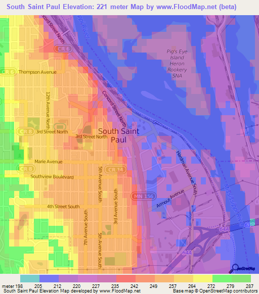 South Saint Paul,US Elevation Map