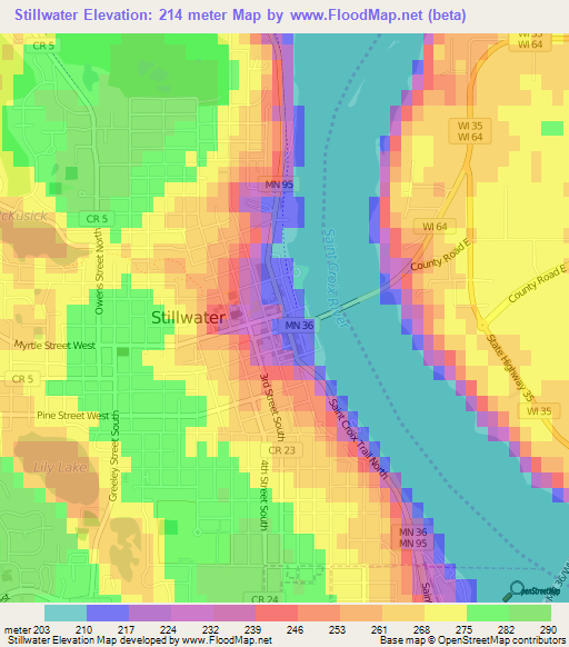 Stillwater,US Elevation Map