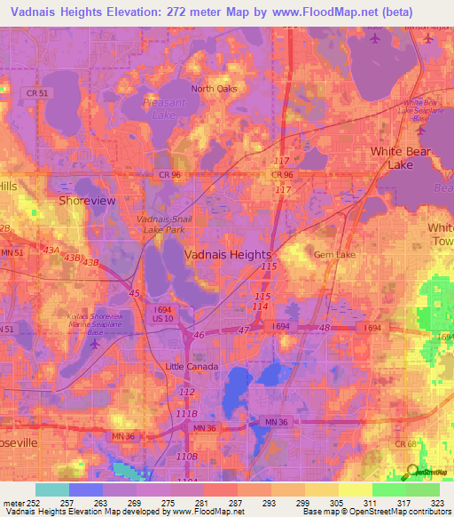 Vadnais Heights,US Elevation Map