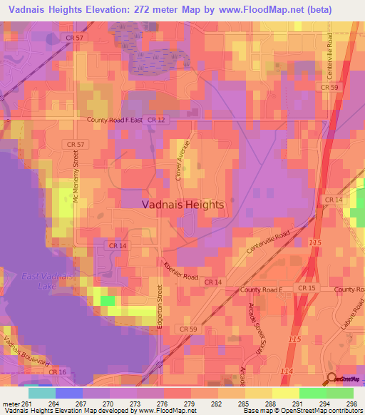 Vadnais Heights,US Elevation Map