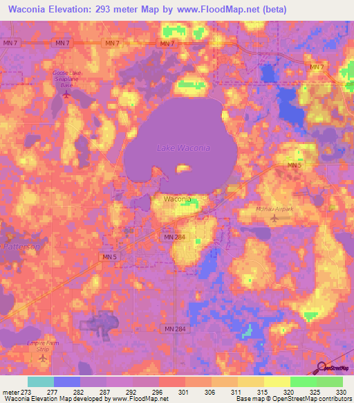 Waconia,US Elevation Map