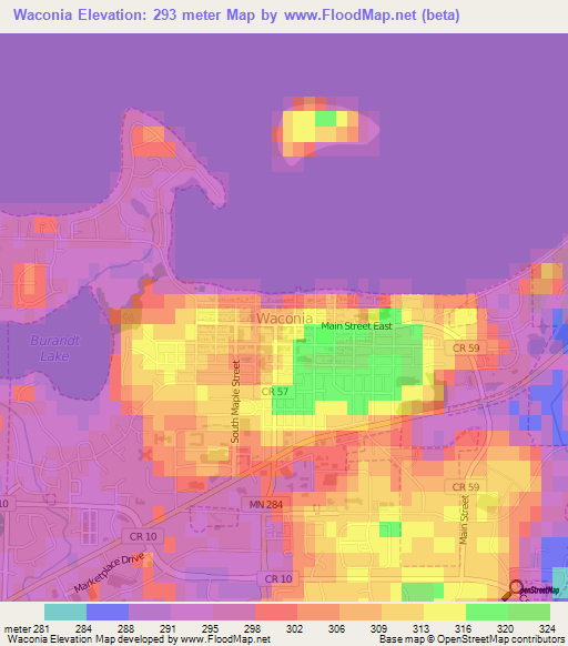 Waconia,US Elevation Map