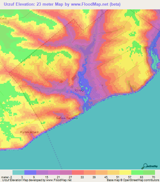 Urzuf,Ukraine Elevation Map