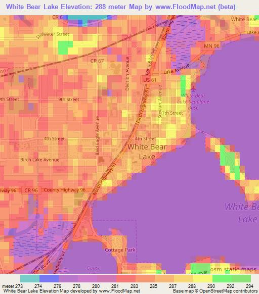 White Bear Lake,US Elevation Map