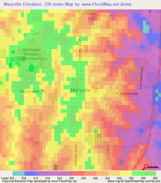 Maryville,US Elevation Map