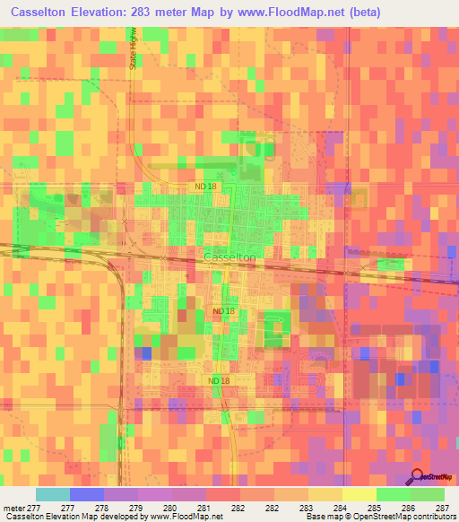 Casselton,US Elevation Map