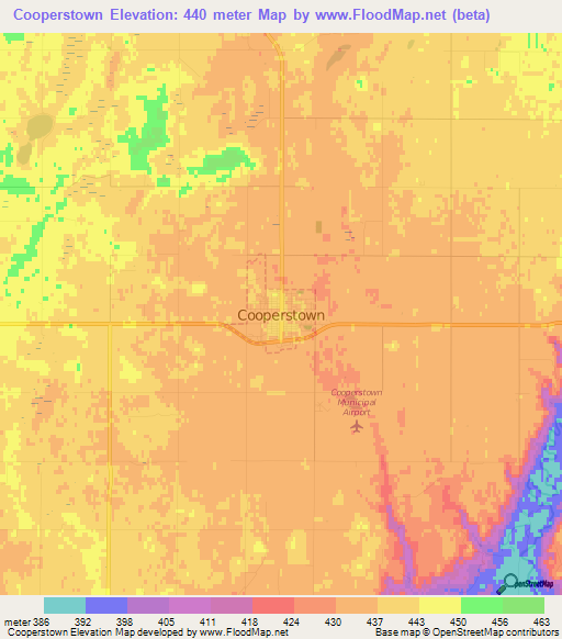 Cooperstown,US Elevation Map