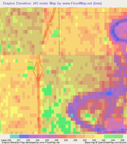 Drayton,US Elevation Map