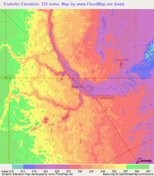 Enderlin,US Elevation Map