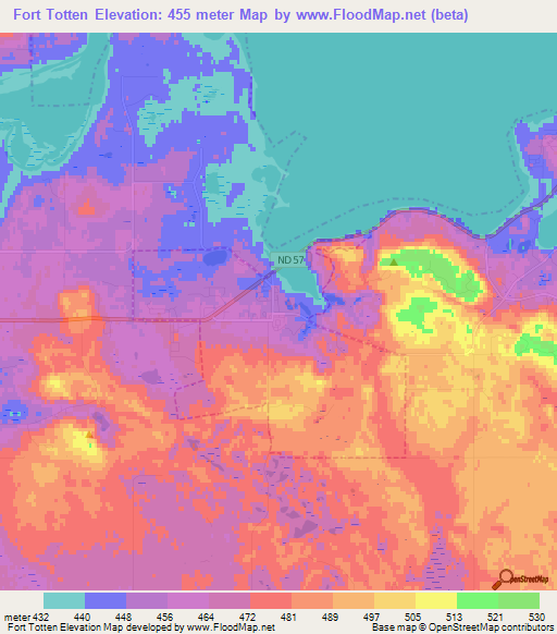 Fort Totten,US Elevation Map