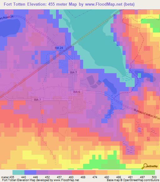 Fort Totten,US Elevation Map