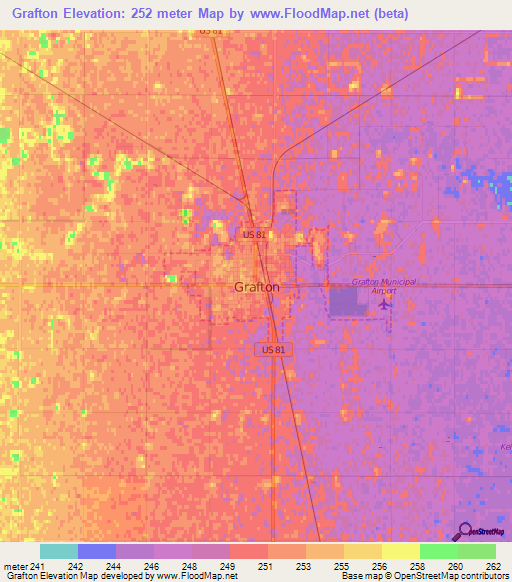 Grafton,US Elevation Map