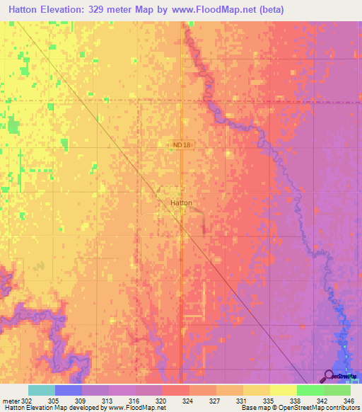 Hatton,US Elevation Map