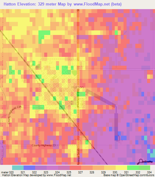 Hatton,US Elevation Map