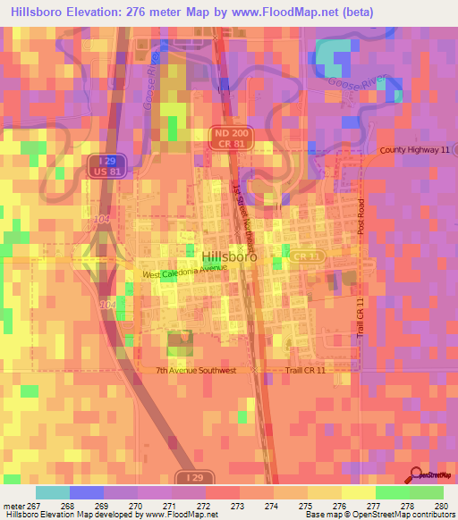 Hillsboro,US Elevation Map