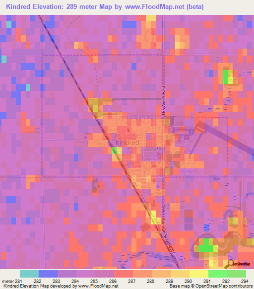 Kindred,US Elevation Map