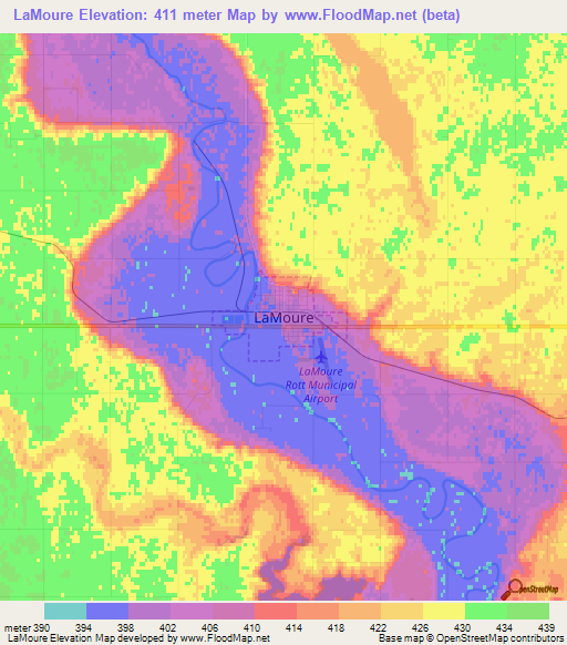 LaMoure,US Elevation Map