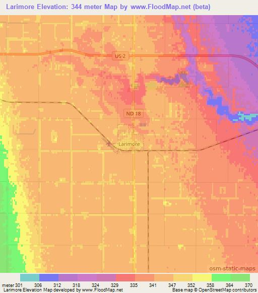 Larimore,US Elevation Map