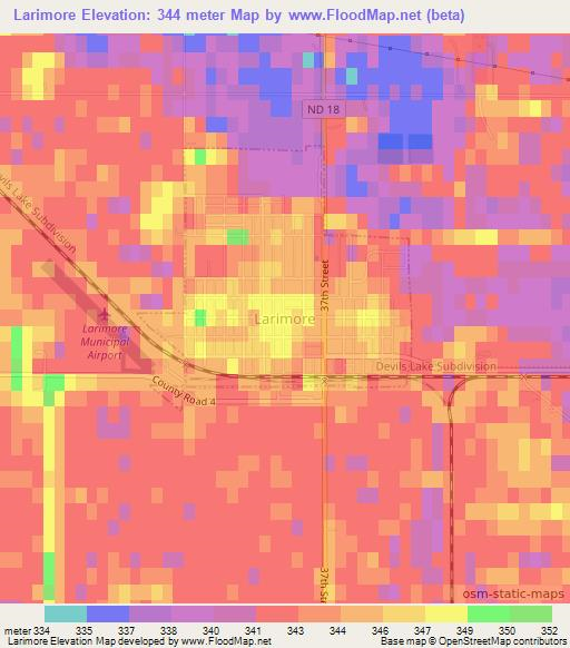 Larimore,US Elevation Map