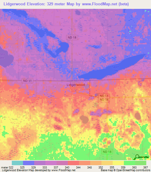 Lidgerwood,US Elevation Map