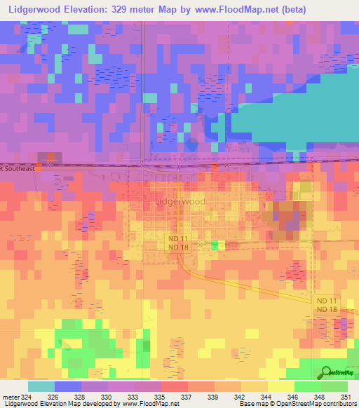 Lidgerwood,US Elevation Map