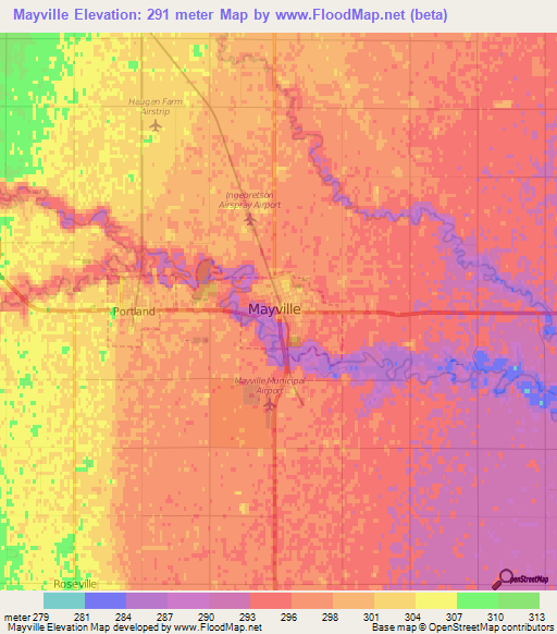 Mayville,US Elevation Map