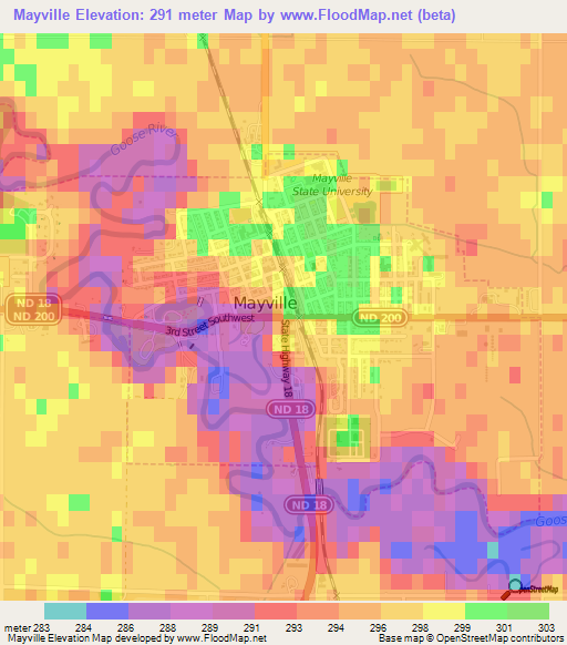 Mayville,US Elevation Map