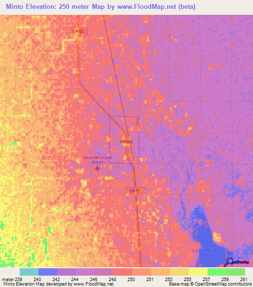 Minto,US Elevation Map