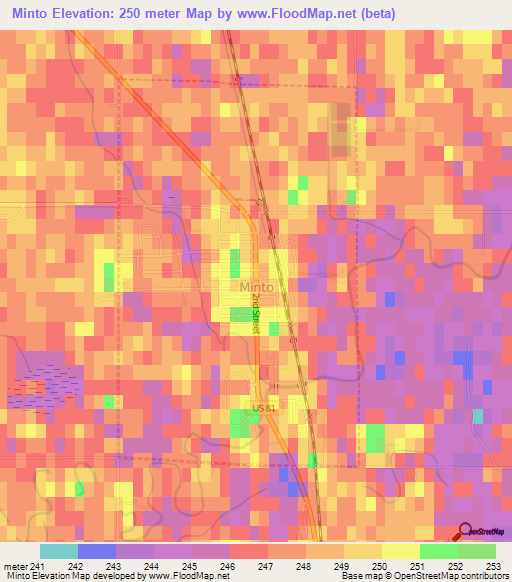 Minto,US Elevation Map