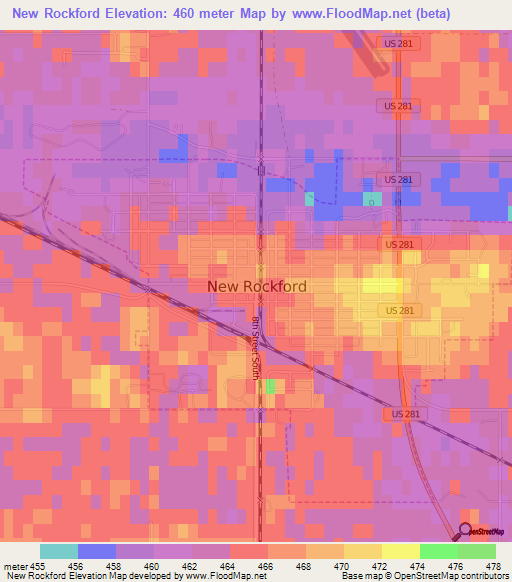 New Rockford,US Elevation Map