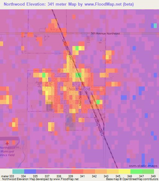 Northwood,US Elevation Map