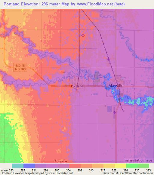 Portland,US Elevation Map