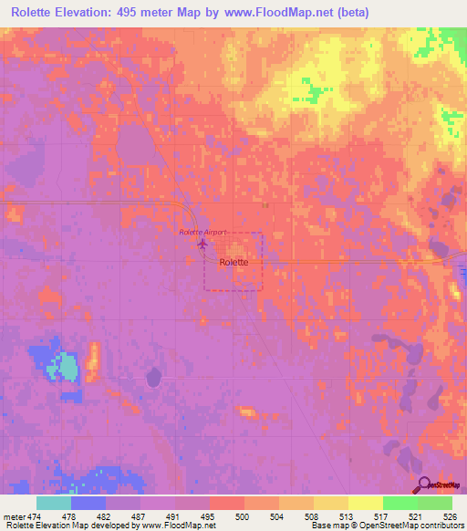 Rolette,US Elevation Map