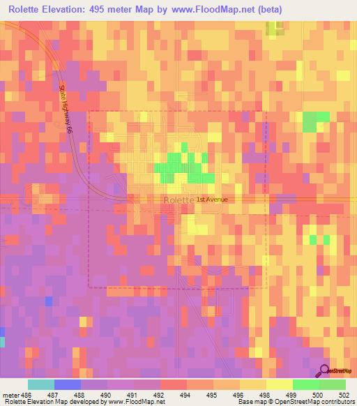 Rolette,US Elevation Map