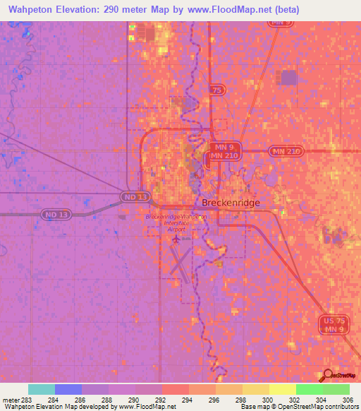 Wahpeton,US Elevation Map