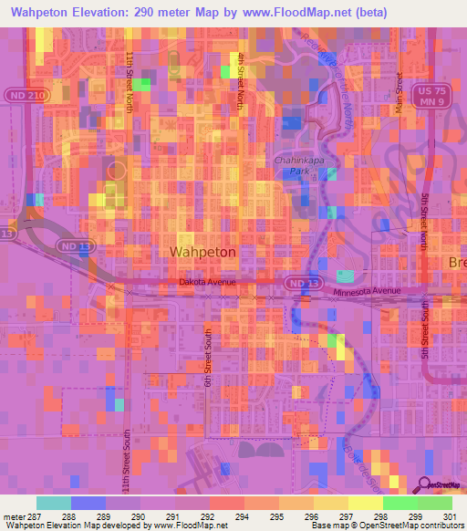 Wahpeton,US Elevation Map