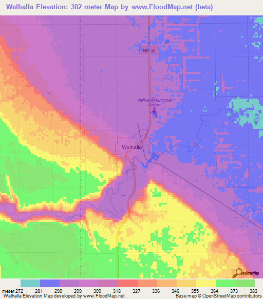 Walhalla,US Elevation Map