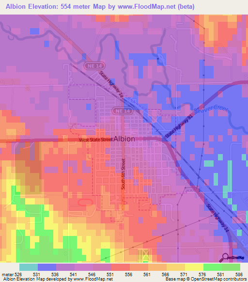 Albion,US Elevation Map