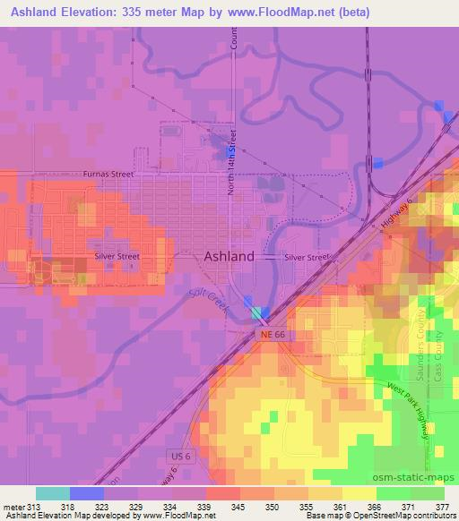 Ashland,US Elevation Map