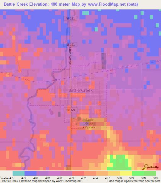 Battle Creek,US Elevation Map