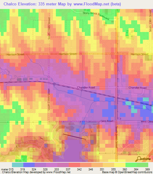 Chalco,US Elevation Map