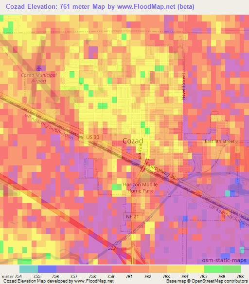 Cozad,US Elevation Map