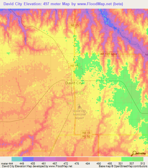 David City,US Elevation Map