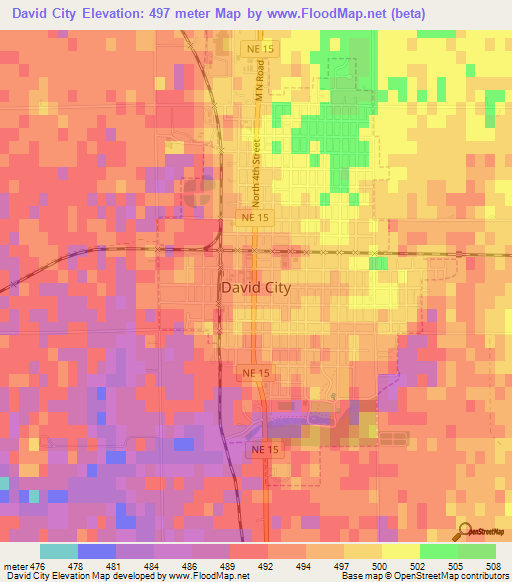 David City,US Elevation Map